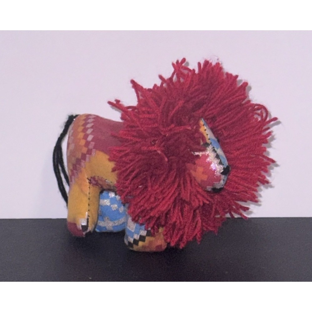 Mexican Folk Art Milo the Lion Handmade Embroidered Toy Doll Chiapas Decor Boho